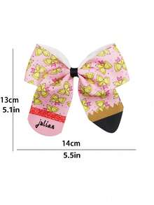 Custom Back To School Girls' Bow Hairclips, Leopard Print & Plaid Pencil Pattern Printed Hair Clips - Multicolor - View 8