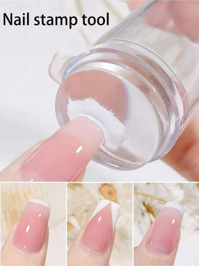 Set Alat Seni Kuku 4/3pcs - Plat Stempel Seni Kuku Silikon & Set Pengikis Pembersih, Cocok untuk Dekorasi Kuku DIY. Set Stempel Seni Kuku Transparan, Termasuk Plat Silikon Desain French, Templat Baja, dan Set Transfer.