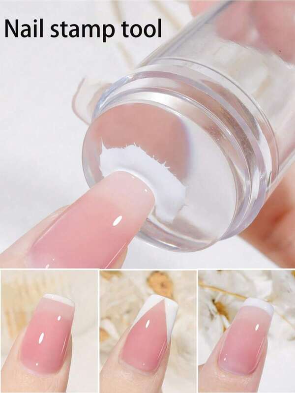 Juego de 4/3 piezas de herramientas para arte de uñas - Placa de estampado de silicona para arte de uñas & juego de raspador de limpieza, adecuado para decoración de uñas DIY. Juego de estampado de arte de uñas transparente, incluye placa de silicona con diseño francés, plantilla de acero y juego de transferencia.