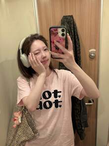 Y2K Retro Casual Star Print Loose Fit Women's Short Sleeve Top Summer Pink - Pink - View 2