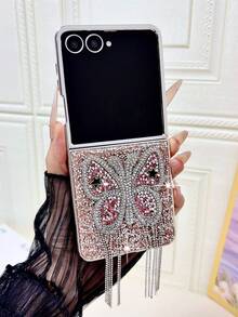 1pc Popular Fashion Cute Electroplated Large Rhinestone Butterfly Tassel Foldable Phone Case, Full Coverage Anti-Drop Protective Shell Compatible With Samsung Galaxy ZFlip 8 Galaxy ZFlip 7 Galaxy ZFlip 7FE Galaxy ZFlip 6 Galaxy ZFlip 5 - Multicolor - View 27