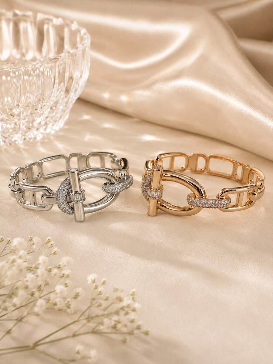 1pc Women's Bracelet, Fashionable Minimalist Creative Exquisite Unique Personalized Versatile Niche Vintage Design - S63082 - View 1