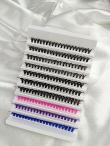 200片 4色混裝單簇 D捲 DIY 假睫毛簇 自然妝感 黑色、粉色、紫色、藍色 單段式假睫毛 適合初學者居家或隨身使用 - D - 查看 3