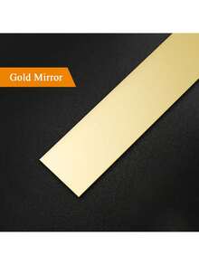 1pc Black/Golden Titanium Stainless Steel Decorative Strip Edge/Border/Trimming/Ceiling Background Self-Adhesive Titanium Alloy Flat Decorative Sticker Tape With A Metallic Mirror-Like Effect In Silver/Black/Rose Gold/Gold Color - Multicolor - View 30
