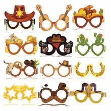 12pcs Western Cowboy Party Decoration Paper Glasses Props, Birthday Party Photo Props - View 2