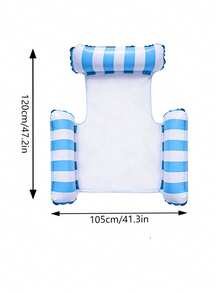 Summer Holiday Detachable Multi-Mode Striped Inflatable Floating Hammock, Pool Lounger With Removable Neck Pillow And Leg Support Mesh, Foldable Portable Floating Device For Pool, Beach, Lake, River, Suitable For Vacation Travel - Multicolor - View 4