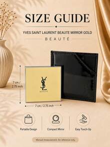 YSL 聖羅蘭金色化妝鏡，7cm 方形金框化妝鏡，高清鏡面配皮質收納袋，輕薄便攜，補妝，自用送禮都合適。 - 金色 - 查看 11