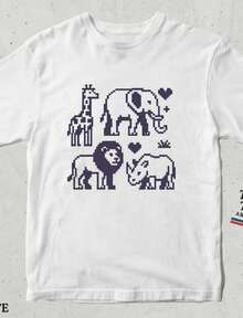 Pixel Art Palm Tree T-Shirt_ Tropical Island Cotton Tee.Jpg - 白色 2 - 查看 1