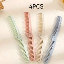 4 buah Sisir Lipat Portabel, Sisir Rambut Lipat Saku Dua Kepala Bergigi Halus, Cocok untuk Penggunaan Perjalanan Sehari-hari, Ukuran Kecil Nyaman Dibawa, Acak - beraneka warna - View 6
