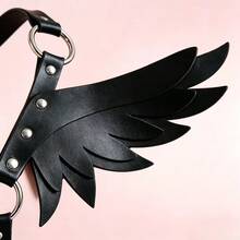 Gothic Wing Leather Harness For Women, Adjustable Punk Body Strap, Dark Academia Party Rave Festival Accessory - Black - View 4
