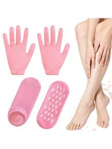 1 Pair Whitening Moisturizing Foot Mask, Suitable For Dry Cracked Feet Care, Gel Heel Socks, Foot Moisturizing - Pink - View 8