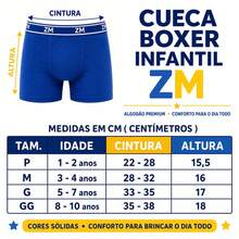 Kit com 10 Cuecas Boxer Infantil em Microfibra para Meninos Cueca Box Juvenil - Multicolorido - Visão 5
