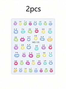 1pc Big Mouth Monster Relief Nail Sticker 3D Jelly Big Mouth Monster Eyes Face Cartoon Nail Art Sticker - Multicolor - View 13