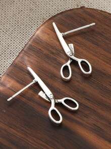 DIYCCPC Fashion Niche Style 3D Scissor Earrings, Suitable For Streetwear And Personalized Styling, Unisex Body Jewelry - Antique Silver - View 8