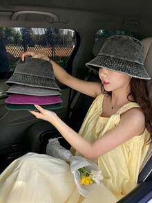 1件女款極簡純色水桶帽，百搭防曬旅行帽，情侶休閒街頭嘻哈帽，適合多種場合，美感設計 - 純色漁夫帽 - 查看 13