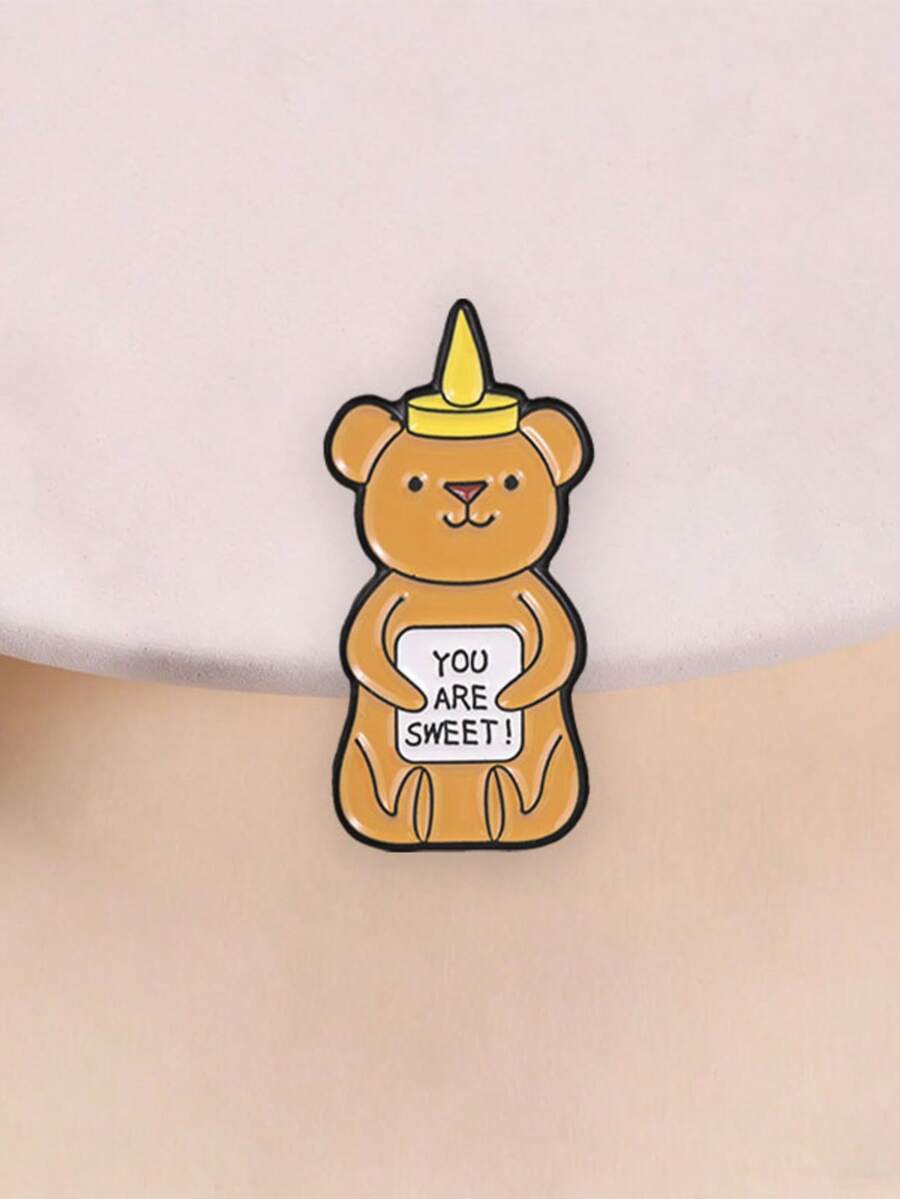 Honey Bear You Are Sweet Enamel Pin Cute Honey Bottle Love Quote Lapel Brooch Valentine Backpack Decor Gift