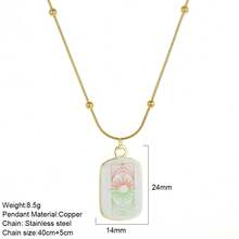 1pc Stainless Steel Chain Star Pendant Necklace, Sun Moon Star Oil Drop Exquisite Pendant Necklace, Flower Pattern Charm, Women's Fashion Jewelry, Vacation Accessory - Multicolor - View 18