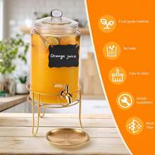 1 Gallon Glass Beverage Dispenser With Sturdy Stand For Parties And Events - Gold - View 4