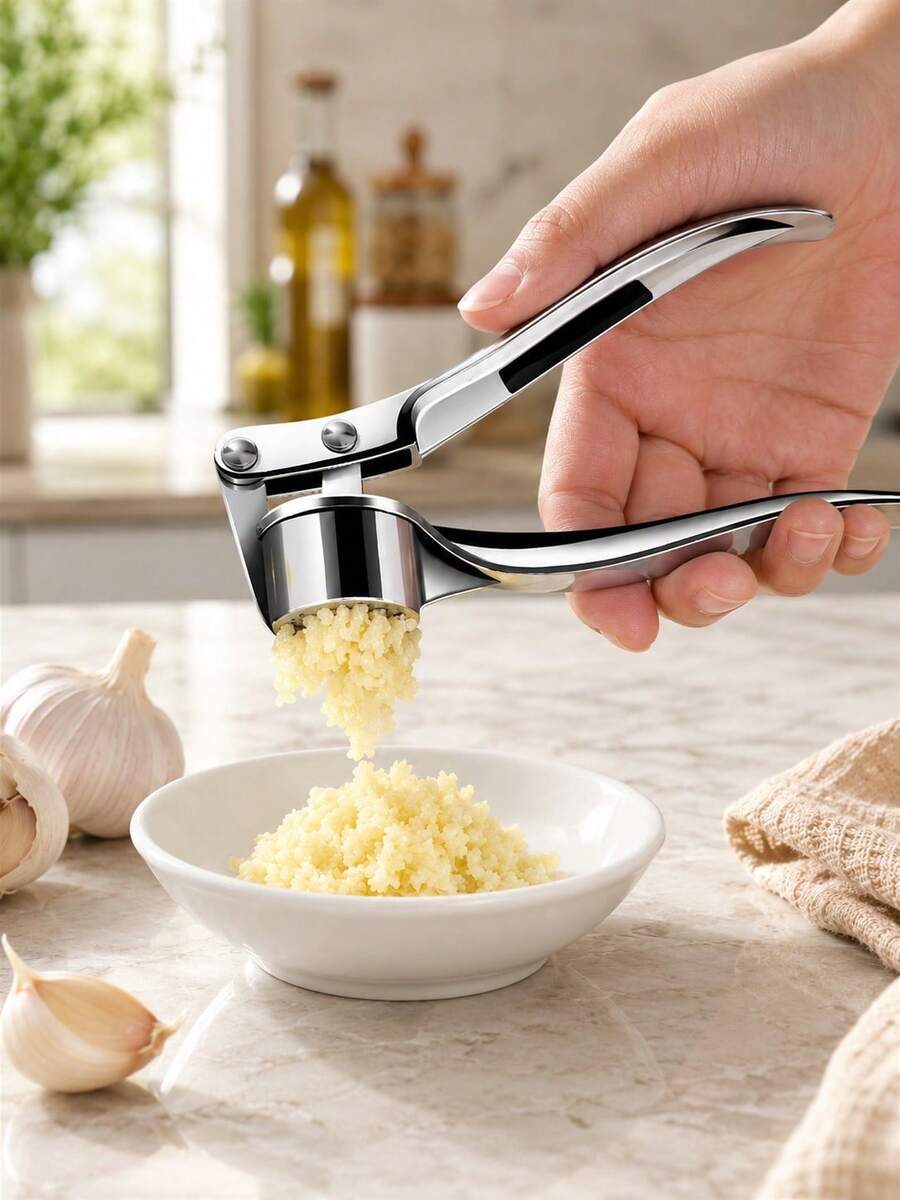 1件裝手動壓蒜器 蒜泥器 薑末切碎器 廚房小工具