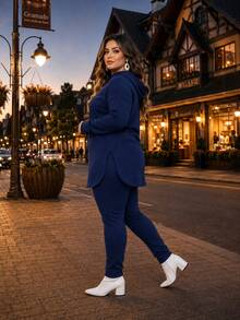 Women's Autumn/Winter Cold Weather Set In Fleece, Sizes Gg G1 - azul oscuro - Ver 5