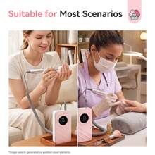 Saviland 30s Fast Removal Electric Nail Drills 50000 RPM: Professional Cordless Nail File For Acrylic Nails Gel Polish Dip Powder Manicure Pedicure 1200mAh LCD Display Pink - 粉色 - 查看 8