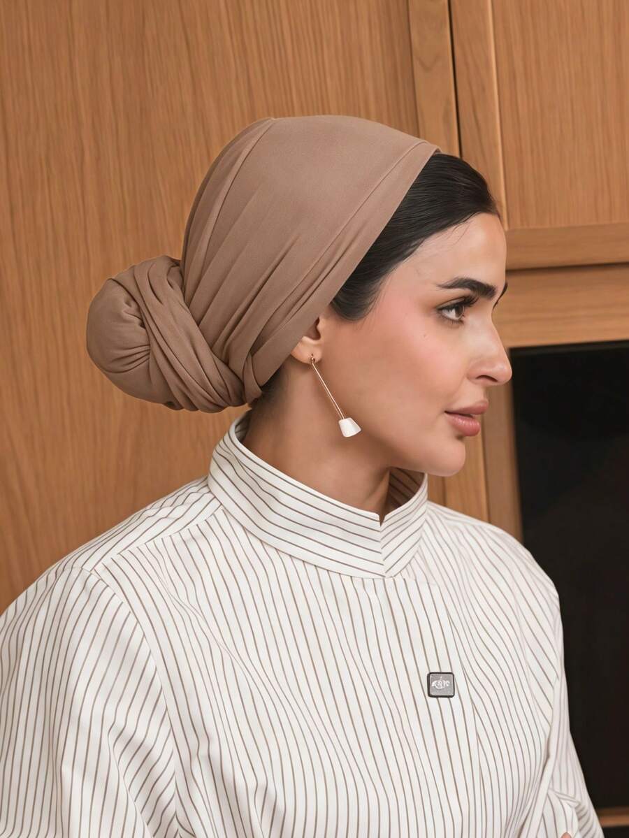 1 buah Hijab Wanita Klasik Instan Warna Polos, Berbagai Gaya Pemakaian, Dapat Diatur, Serbaguna, Praktis, Elastis, Kain Modal, Nyaman, Lembut, Ramah Kulit, Cocok untuk Pemakaian Sehari-hari, Olahraga, Yoga