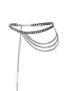 1pc Women's Silver Hip-Hop Punk Style Fashion Multi-Layer Tassel Pants Chain, Suitable For Halloween Party Or Daily Wear - Silver - View 5