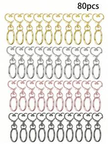 20/80 piezas/Juego Anillos de llave con gancho giratorio en forma de corazón - (10 piezas Llaveros + 10 piezas Anillos de llave) Accesorios para hacer llaveros, Accesorios para hacer joyas, DIY - Multicolor - Ver 16