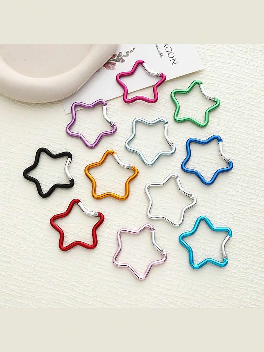 5pcs/10pcs Multicolor Star-Shaped Clasp Keychain Fastener, Clothing & Bag Decorative Buckle, Car Key Pendant, Holiday Birthday Decoration - Multicolor - View 1