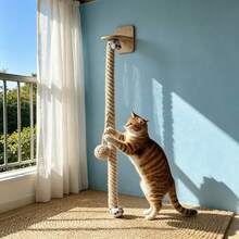 1pc Solid Wood Sisal Wall-Mounted Cat Climbing Rope, Durable Thickened Cat Tree Scratching Post Cup-Shaped Hammock, Sisal Material, Home Pet Supplies, Wall-Mounted Cat Scratching Rope Cat Tree Scratching Post, Cat Tree, Free Cat Gift, Cat Scratching Board, Cat House, Cat Supplies, Cat Climbing Frame, Cat Toy - Multicolor - View 4