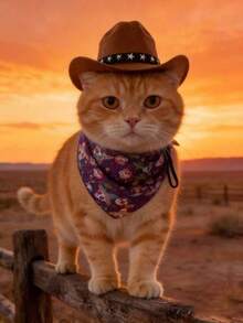 Mini Western Style Pet Cowboy Hat With Star Decoration, Adjustable, Suitable For Small Dogs And Cats Halloween Birthday Party Photo Props, Fun Pet Cosplay Headwear, Daily Wear - Multicolor - View 8