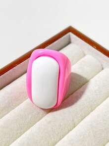 Geometric Square Resin Inlaid Ring For Women, Unique Personalized Exquisite Fashion Commuter Versatile Finger Ring - Multicolor - View 4