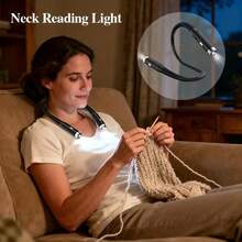 1pc LED Neck Reading Light, USB Rechargeable LED Hands-Free Flashlight, Neck Lamp, Reading Light, Book Light For Reading In Bed, Perfect For Reading, Knitting, Camping, Repairing, Running. - 3-color Adjustable Light - View 2