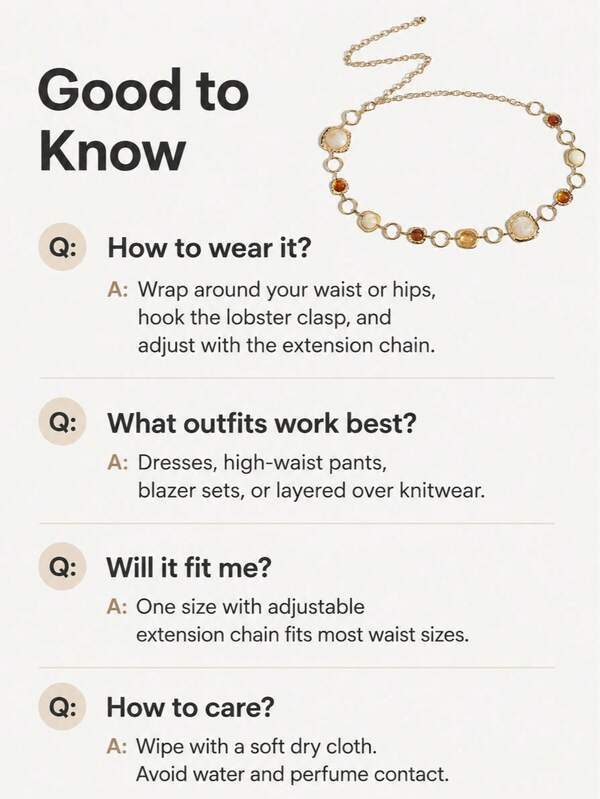 1pc Women's Adjustable Belt, Suitable For Parties, Dates, Offices, Bohemian Style Fashion Accessories