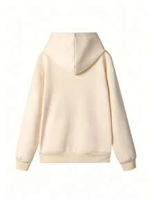 Front & Side Sleeve Handwritten English Slogan Sweatshirt, Confident Relaxed Vibe Daily Layering Top Fall Casual - Apricot - View 4