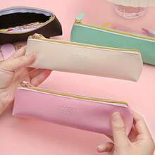 4pcs Minimalist PU Leather Pencil Case Set, Large Capacity Pencil Storage Bag, Multi-Function Stationery Organizer, Suitable For School, Office And Travel Supplies - One Size Fits All - View 2
