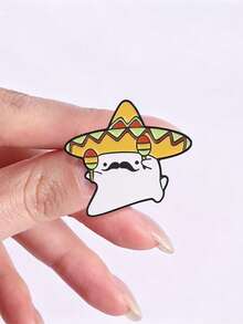 Mexican Sombrero Cat Maraca Enamel Pin Cute Moustache Kitty Fiesta Lapel Brooch Backpack Decor Gift - Multicolor - View 7