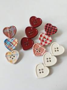 Cute Plaid Heart Decor Hair Clip, Side Bangs Hairpin Accessories For Girls,Hair Claws,Bobby Pin - Multicolor - View 11