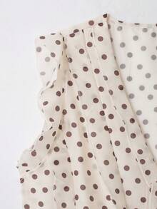 YROOE Women's Spring/Summer Polka Dot V-Neck Blouse, Sleeveless Ruffle Button Casual Top - Multicolor - View 4