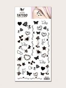 KING HORSE 1pc Waterproof Temporary Tattoo Sticker, Black Small Pattern, Suitable For DIY Matching During Travel, For Fingers - Black - View 1