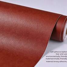 1pc Self-Adhesive Leather Repair Tape, Suitable For Furniture, Sofa, Car Seat And More - Waterproof Sticker, DIY Faux Leather Repair Patch, Sofa, Kitchen Cabinet, Dining Chair, Wall Decor And Motorcycle Seat, Durable Repair Kit For Home And Office - Reddish-brown Repaired Leather - View 8