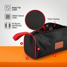 1pc Cylindrical Hardware Tool Storage Bag 1680D Thickened Oxford Cloth Wear-Resistant Tool Bag Reinforced Nylon Handle Metal Smooth Zipper Side PE Hard Board Shaping Leather Patch Contrast Color Trim Compact Portable Tool Bag Automotive Repair Electrician Carpentry Workshop Maintenance Home Hand Tool Organization Storage New Product - Black - View 9