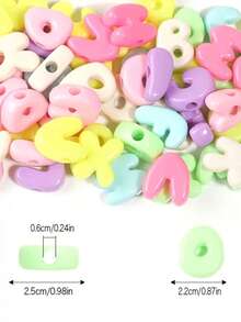 240G Approximately 80pcs Fun Colored 3D Letter Beads, Uniquely Designed Letter Acrylic Large Hole Acrylic Letter Beads, English Beads, Used For Necklace, Bracelet, And Mobile Phone Decoration Chain Loose Beads - Jewelry Making Beads, - Multicolor - View 3