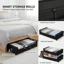 Underbed Rolling Crates 30.3 X 18.5 X 6.8 Inch For Bedroom Dormitory Apartment, Transparent Cover Visual Access 2 Pack Metal Frame Construction-XY925996 - Multicolor - View 2