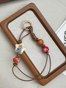 1 Piece Simple Colorful Star-Shaped Heart String Bead Pendant, Fashionable Woven Rope Bag Pendant Accessory - Multicolor - View 9