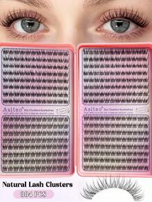 Asiteo 384 Clusters False Eyelashes, Natural Look, DIY Eyelash Extensions, Suitable For Daily Use, Korean-Style Makeup Tool, Soft And Unique Segmented C-Curl Fluffy Eyelash Clusters, Single Cluster False Eyelashes - C - View 1