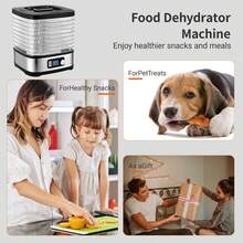 SUSTEAS Food Dehydrator, Equipped With 5/8 Height-Adjustable, Stackable Trays, A Digital LCD Display, A 24-Hour Timer And Adjustable Temperature Control, Utilises A 360° Bottom-Mounted Fan Hot-Air Circulation System To Ensure Even And Rapid Drying. - Black and Silver - 8 Layers - View 6