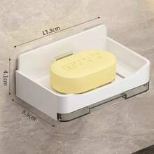1/3pcs Soap Box Storage Rack, No-Drill Wall-Mounted Bathroom Soap Holder With Drainage, Soap Rack - Multicolor - View 7