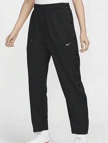 Nike Dri-Fit Logo Solid Color Comfortable Quick-Drying Casual Button-Down Basketball Shorts For Women. - Black - View 1