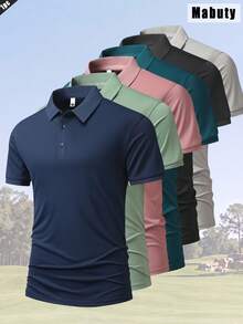 男士經典修身透氣 Polo 衫，吸濕排汗短袖領口上衣，休閒運動服適合健身、跑步、辦公室、春夏短袖 Polo 衫、戶外活動、日常辦公、聚會 - 藏蓝色 - 查看 2